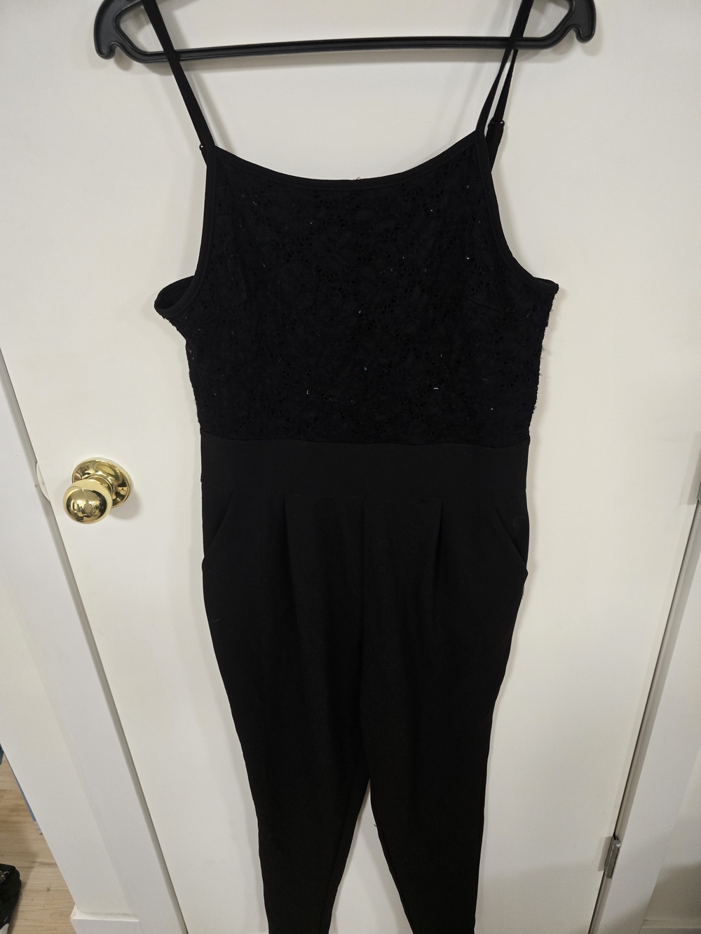 Black Lace-Top Women's Jumpsuit